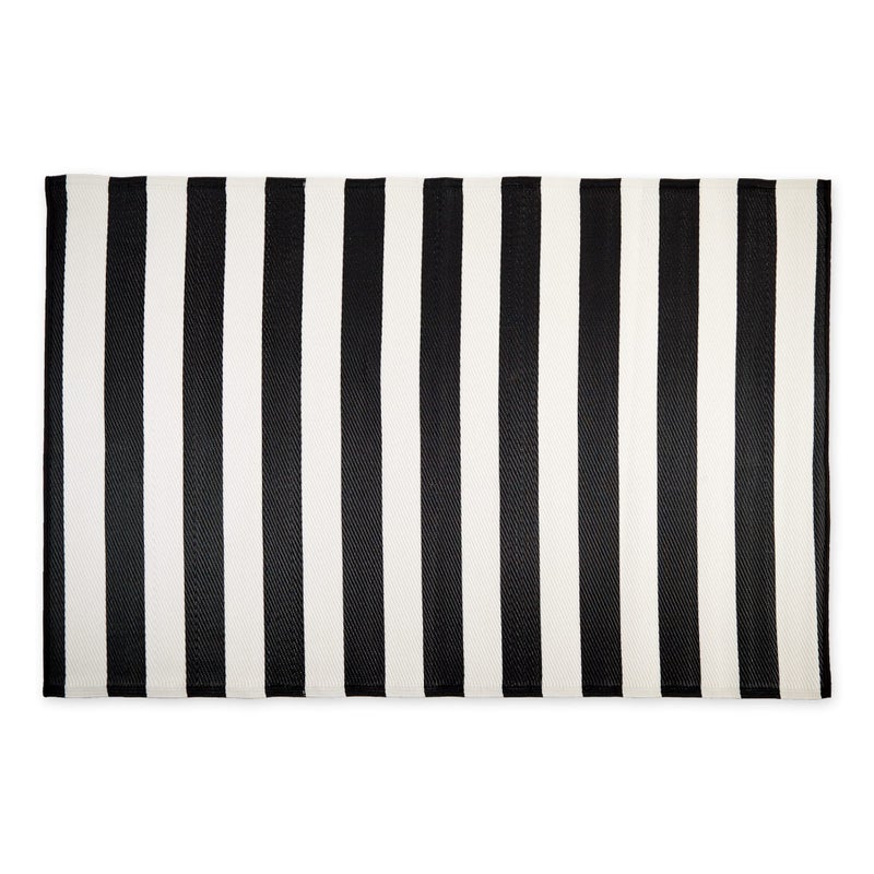 DII Outdoor Rug Collection Reversible Woven Polypropylene Plastic Straw Mat, 4x6-Feet, Black & White - Image 3